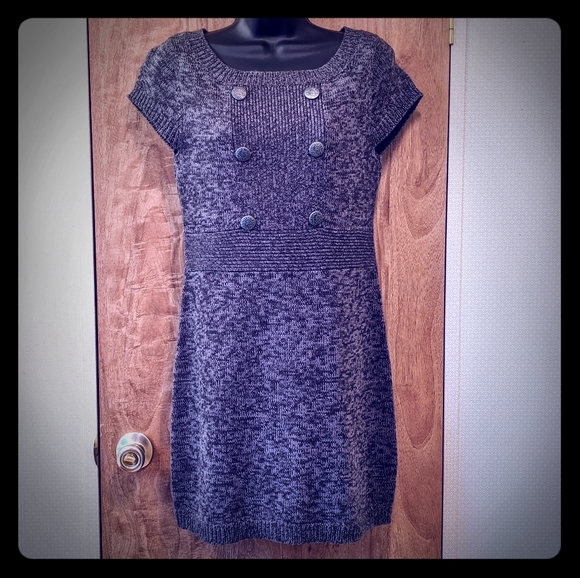 Glimmer By J.J. Basics Dresses & Skirts - Glimmer by J.J. Basics Gray Sweater Dress with Ornate Buttons, Medium